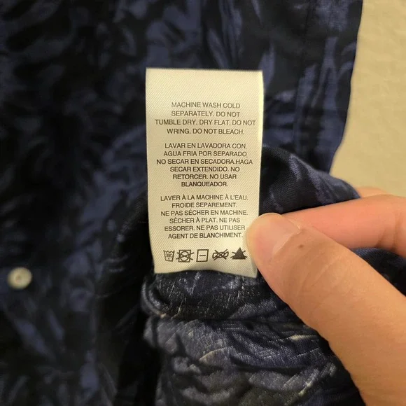 Unison Create Mens Navy Blue Tropical Monstera Leaf Print Camp Shirt CU-SS03 M - Picture 5 of 9